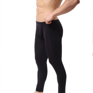 IYUNYI Mens Thin Ice Silk Compression Baselayer Thermal Long Johns Underwear Black