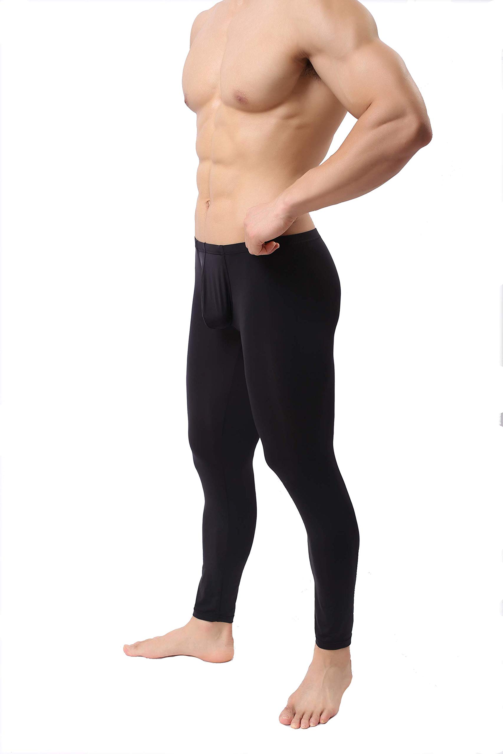 IYUNYI Mens Thin Ice Silk Compression Baselayer Thermal Long Johns Underwear Black