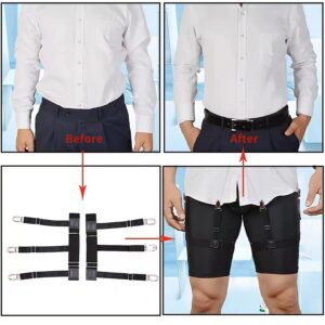 Bexicsea Mens Shirt Stays for Shirt Tuckers,Adjustable Elastic Shirt Garters,Shirts Suspenders,Shirt Holder,Shirt Clips With Non-slip Locking Clamps for Police Military