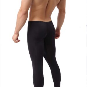 IYUNYI Mens Thin Ice Silk Compression Baselayer Thermal Long Johns Underwear Black