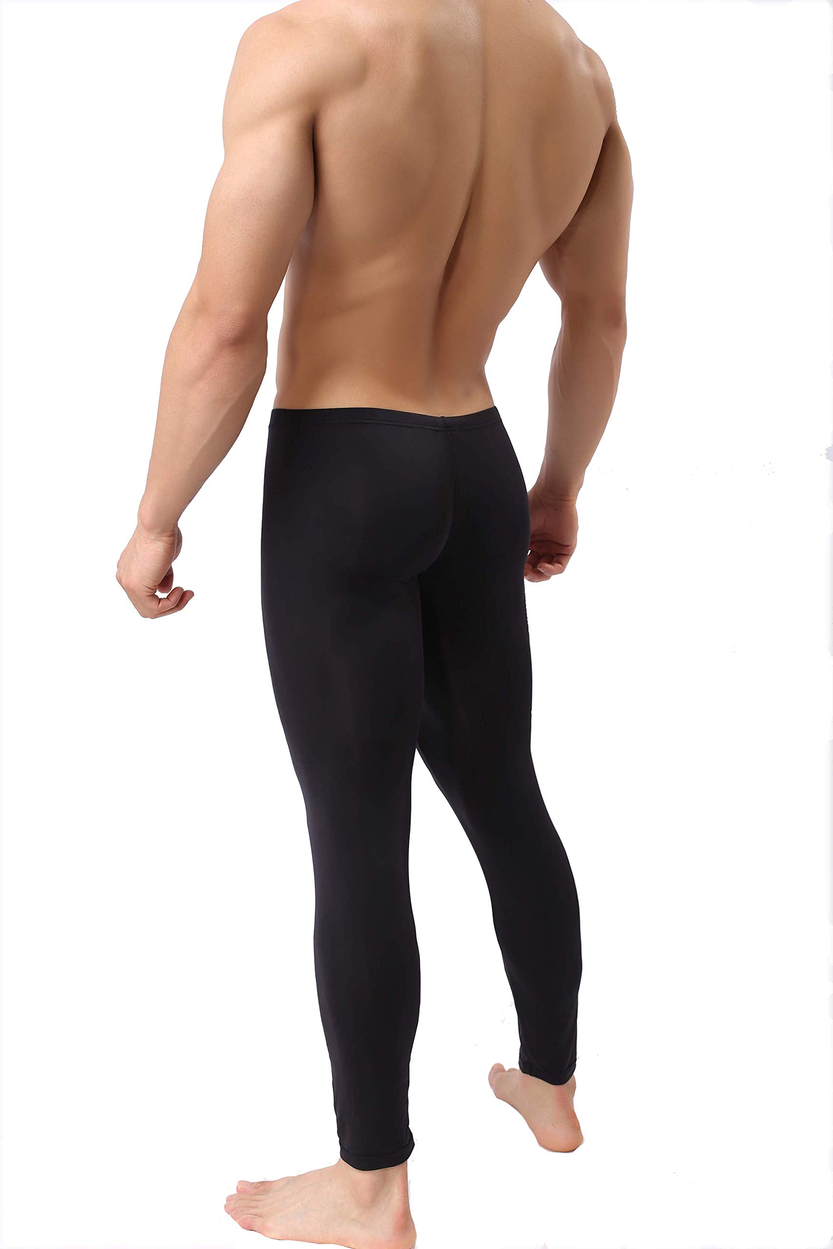 IYUNYI Mens Thin Ice Silk Compression Baselayer Thermal Long Johns Underwear Black