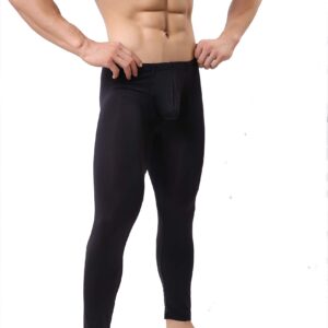 IYUNYI Mens Thin Ice Silk Compression Baselayer Thermal Long Johns Underwear Black