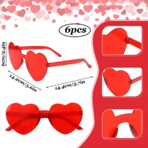 Whaline Valentine's Day Party Accessories 6Pcs Glitter Red Heart Bopper Headbands and 6 Pairs Heart Shape Eyeglasses Love Arrow Sparkling Hairband Transparent Eyewear for Wedding Party Favor Supplies