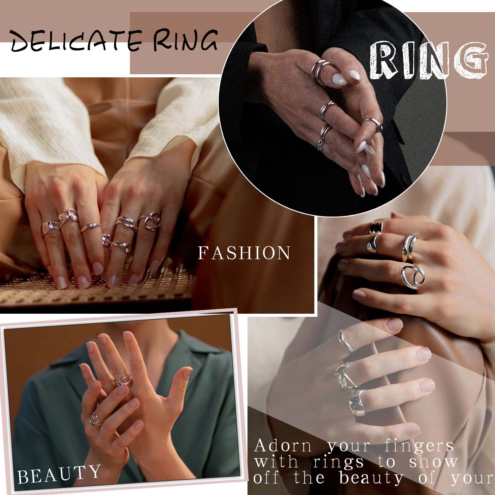 Zeshimb Snake Rings Set Open Serpent Stacking Rings Gothic Animal Band Rings Vintage Silver Adjustable Knuckle Ring Set Jewelry for Women Girls (5 Pcs)