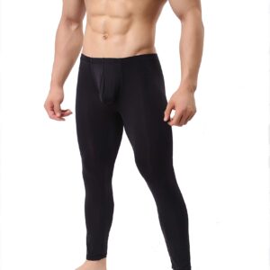 IYUNYI Mens Thin Ice Silk Compression Baselayer Thermal Long Johns Underwear Black