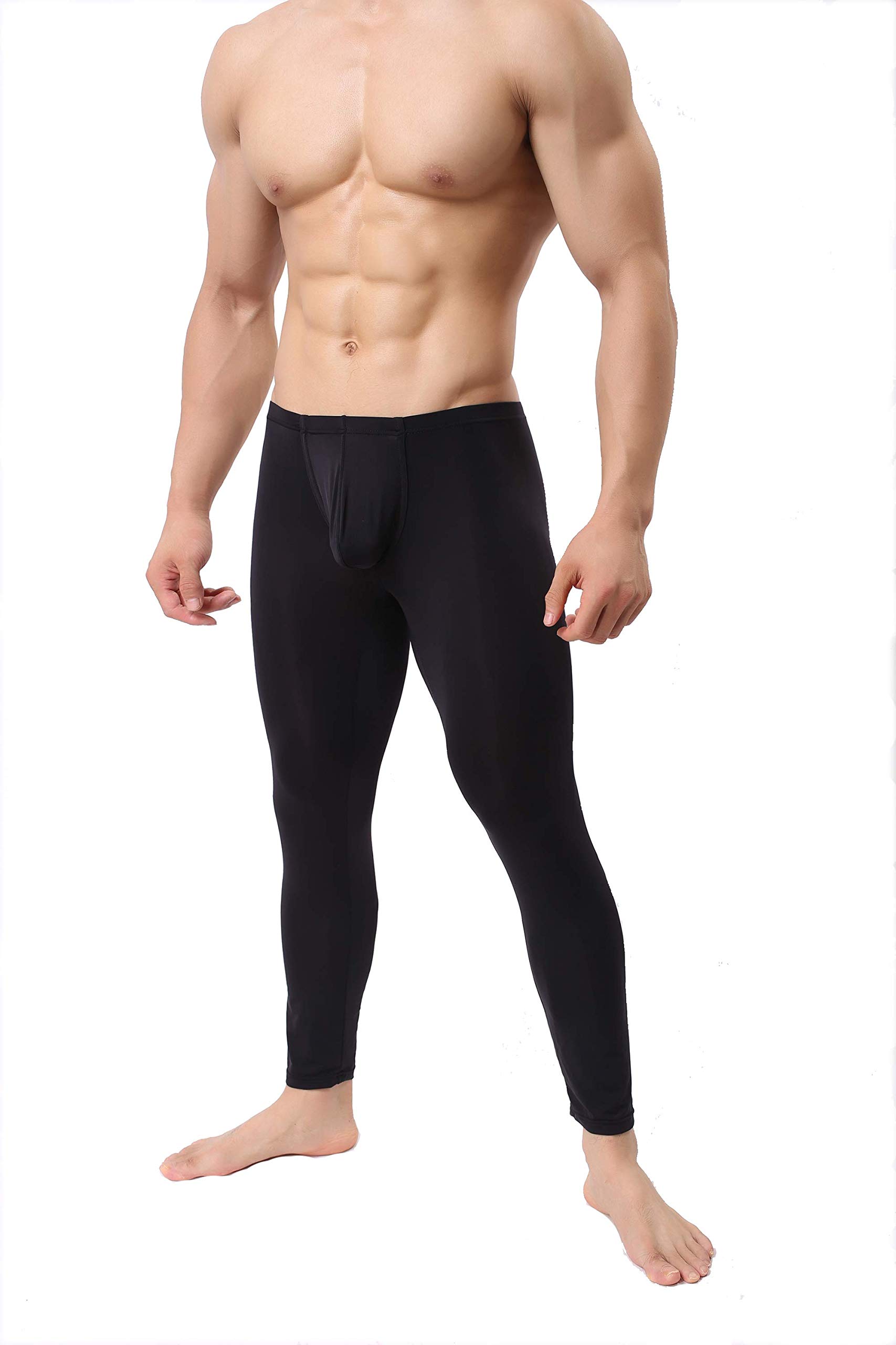 IYUNYI Mens Thin Ice Silk Compression Baselayer Thermal Long Johns Underwear Black