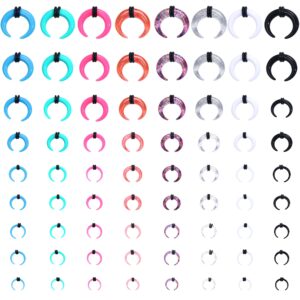 jstyle 72pcs 14g-2g acrylic pincher tapers septum ring c shape nose septum buffalo stretcher pierced nose ear cartilage