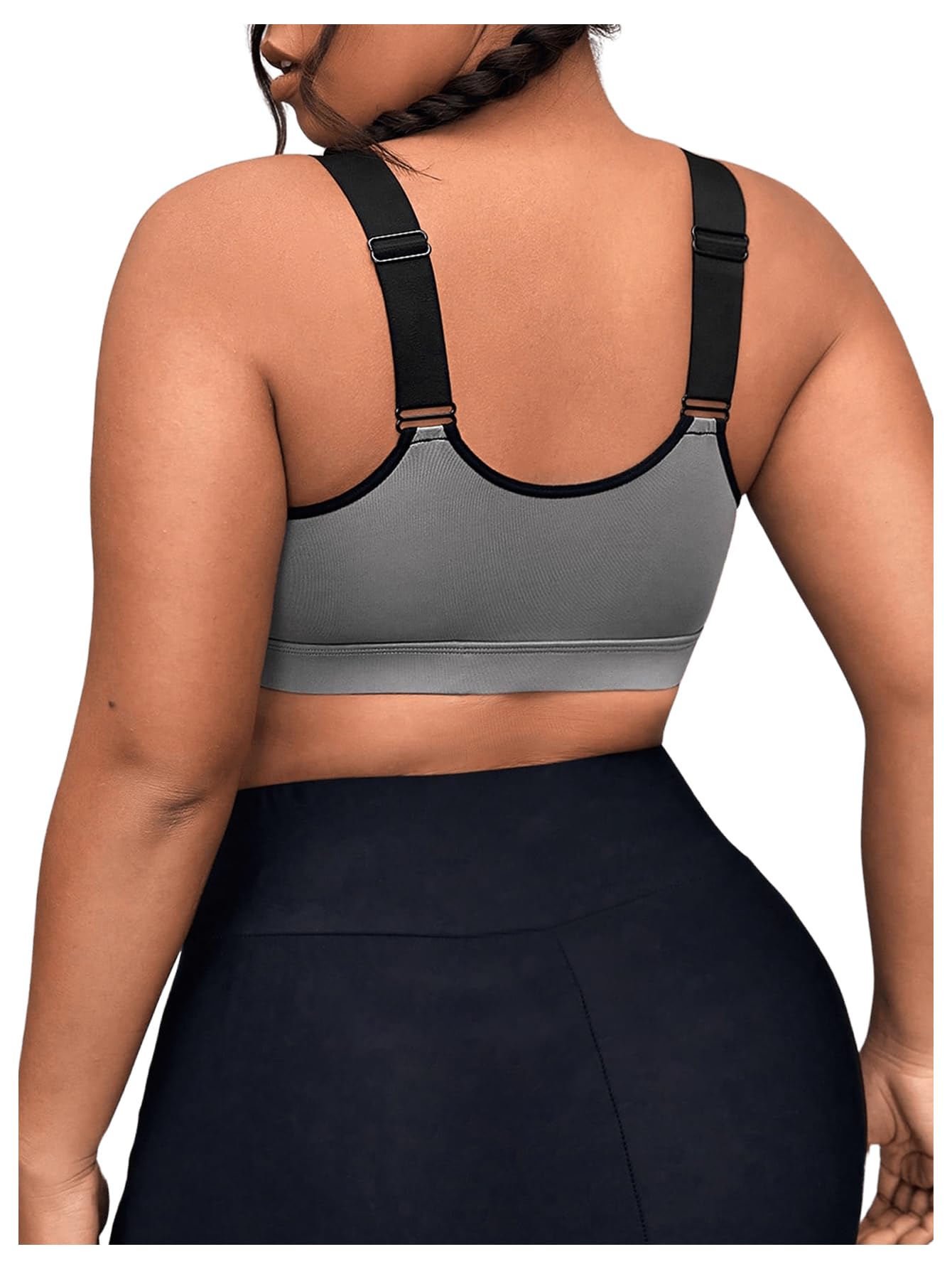 COZYEASE Women's Plus Size Sports Bra High Impact Gym Padded Sports Bra for Women Grey 2XL