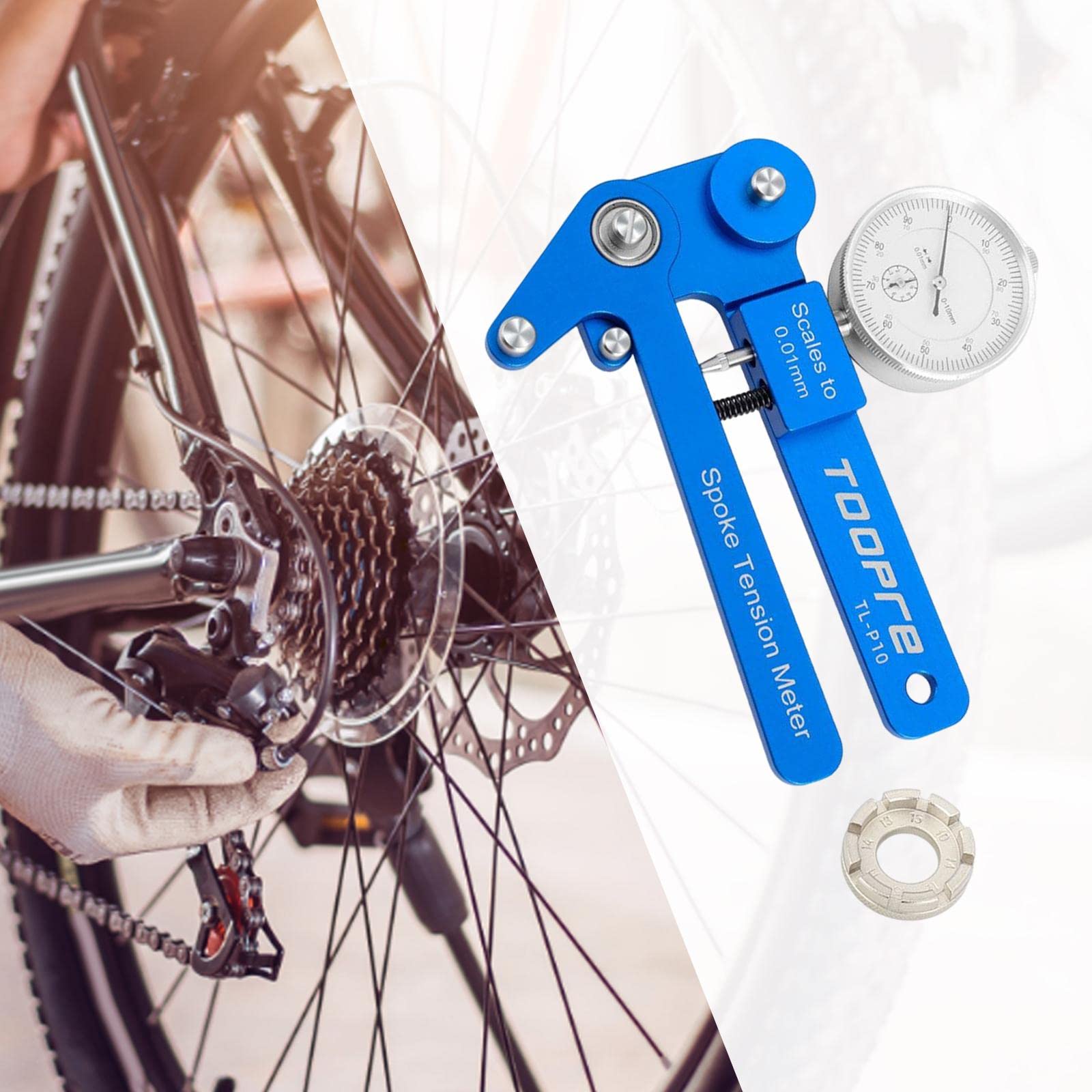 Vaveren Bikes Tension Meter Spokes Calibration Tool Durable Road Bike Indicator Meter Mountain Bike Rim Adjustment Tensiometer Bike Aluminum Alloy, Mechanical Meter