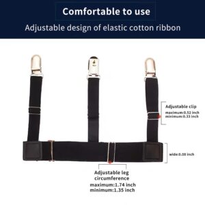 Bexicsea Mens Shirt Stays for Shirt Tuckers,Adjustable Elastic Shirt Garters,Shirts Suspenders,Shirt Holder,Shirt Clips With Non-slip Locking Clamps for Police Military