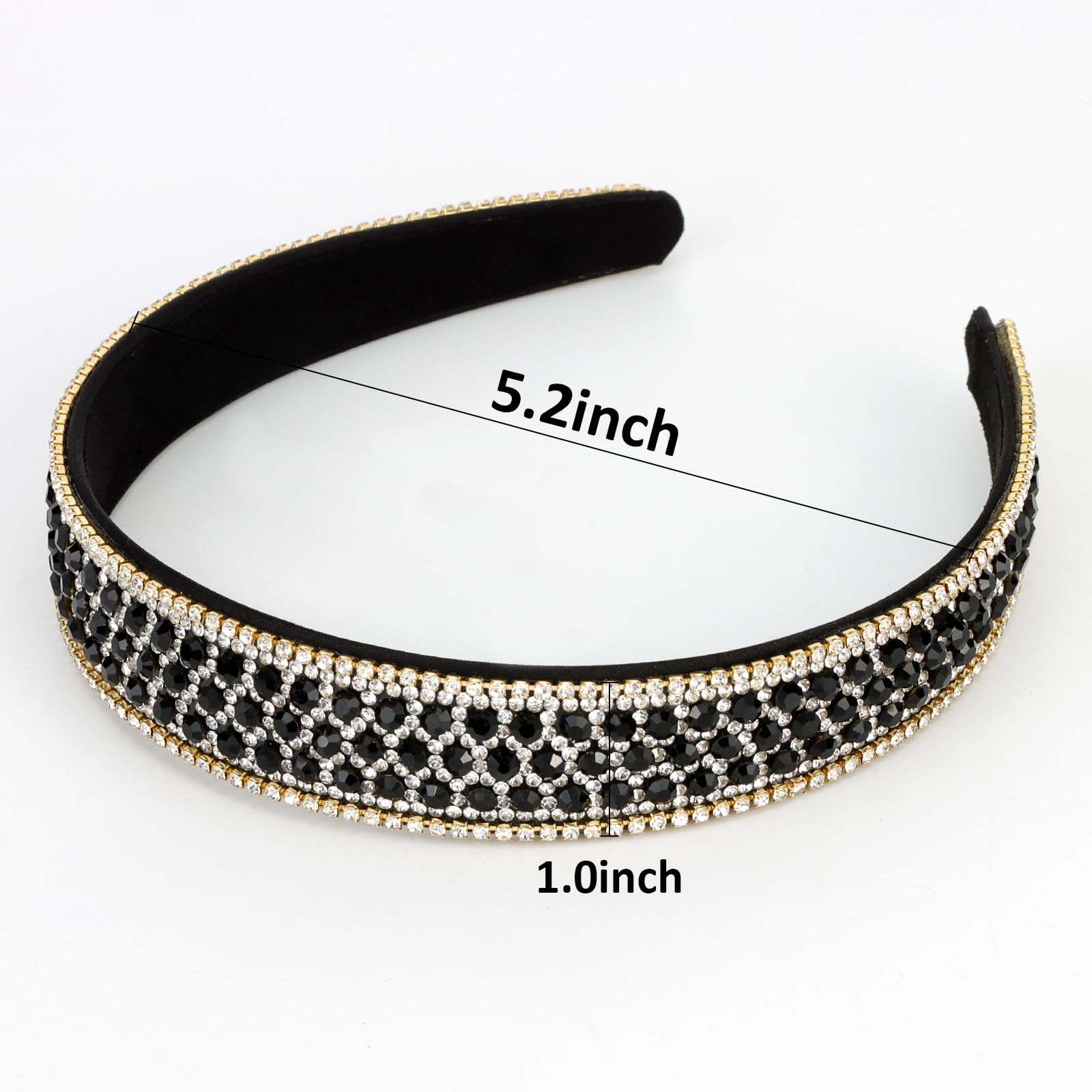 YISSION 2 PCS Rhinestone Headbands for Women, Glitter Crystal Headband Fashion Jeweled Headbands for Girls, Gorgeous Hair Accessories for Women Silver Black