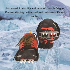 LIANGLIDE 10 Tooth Mountaineering Anti Skid Crampons, Anti Slip Ice Claws Shoes Cover, Safety for Snow Shoe Boot Ski Fishing Climbing, Bundled Ice Crampons for Each Kind of Boots