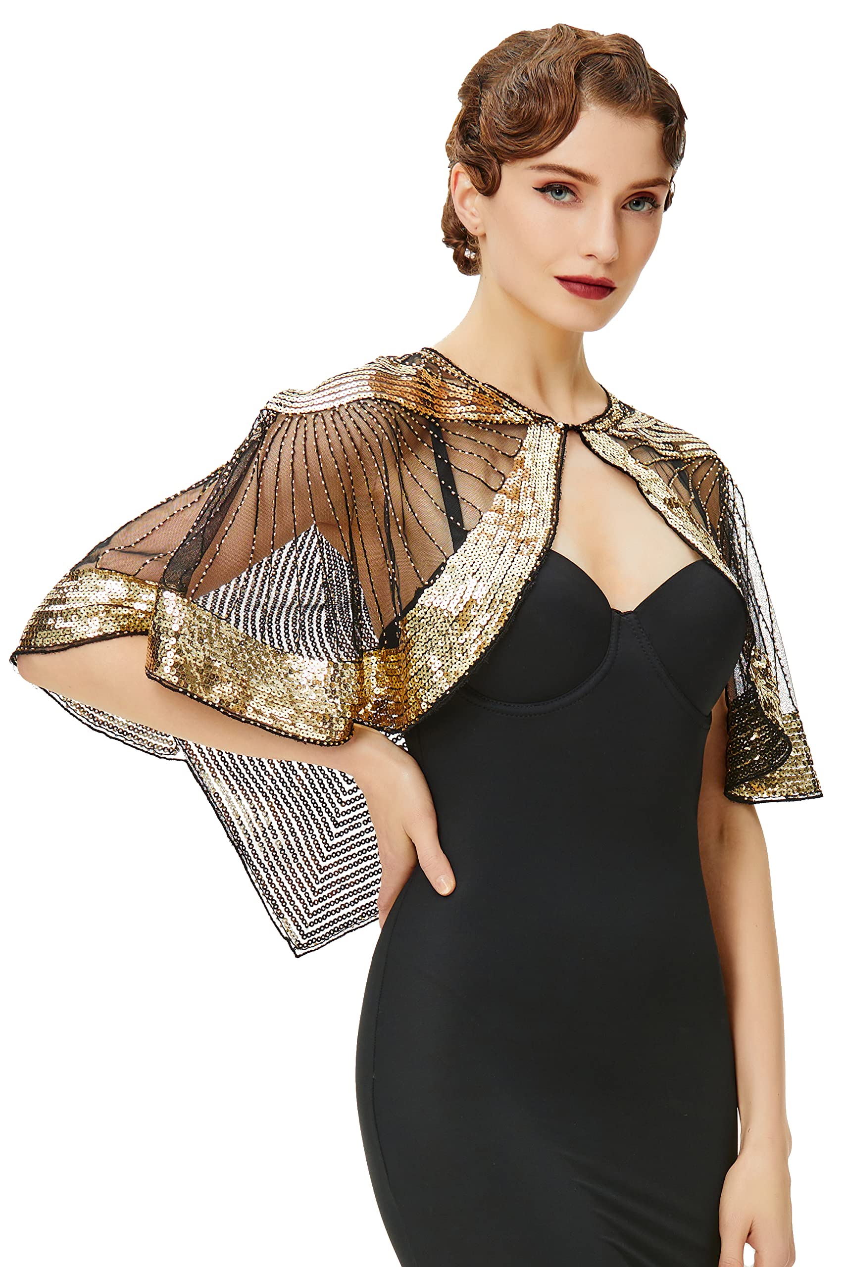 BABEYOND 1920s Vintage Shawl for Women - Sequin Beaded for Night Party Shawl Wraps Flapper Cover Up Evening Cape