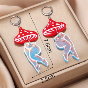 Dreuyet Exaggerated Funny Mushroom Leg Earrings for Women Retro 80s Earrings Personality Dancer Beautiful Legs Ballet Earrings Colorful Acrylic Mushroom Leg Earrings (Mushroom Leg)