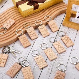 Queekay 50 Pcs Employee Thank You Gift for Women Appreciation Gifts Employee Gifts Wooden Keychain Blanks Wooden Key Ring Blank Keychains for Office Coworker Nurse Teacher Worker