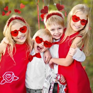 Whaline Valentine's Day Party Accessories 6Pcs Glitter Red Heart Bopper Headbands and 6 Pairs Heart Shape Eyeglasses Love Arrow Sparkling Hairband Transparent Eyewear for Wedding Party Favor Supplies