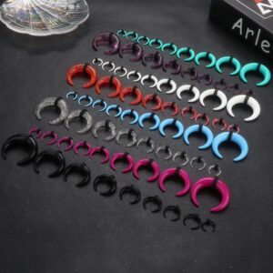 Jstyle 72Pcs 14G-2G Acrylic Pincher Tapers Septum Ring C Shape Nose Septum Buffalo Stretcher Pierced Nose Ear Cartilage