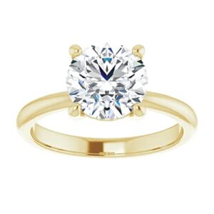 925 Silver, 10K/14K/18K Solid Gold Moissanite Engagement Ring, 2.0 CT Round Cut Handmade Solitaire Ring, Diamond Wedding Ring for Women/Her Anniversary Proposes Gifts, VVS1 Colorless