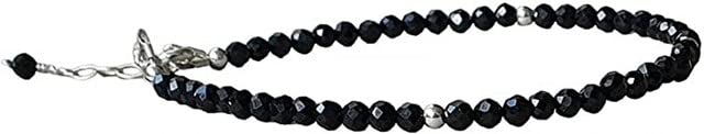 YONKU Black tourmaline bracelet, stackable bracelet,gift for her, October birthstone, black gemstone jew YO-BRACE-7179