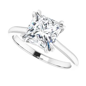 925 Silver, 10K/14K/18K Solid Gold Moissanite Engagement Ring, 2.5 CT Princess Cut Handmade Solitaire Ring, Diamond Wedding Ring for Women/Her Anniversary Propose Gifts, VVS1 Colorless