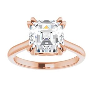 925 Silver, 10K/14K/18K Solid Gold Moissanite Engagement Ring, 2.0 CT Asscher Cut Handmade Solitaire Ring, Diamond Wedding Ring for Women/Her Anniversary Propose Gift, VVS1 Colorless