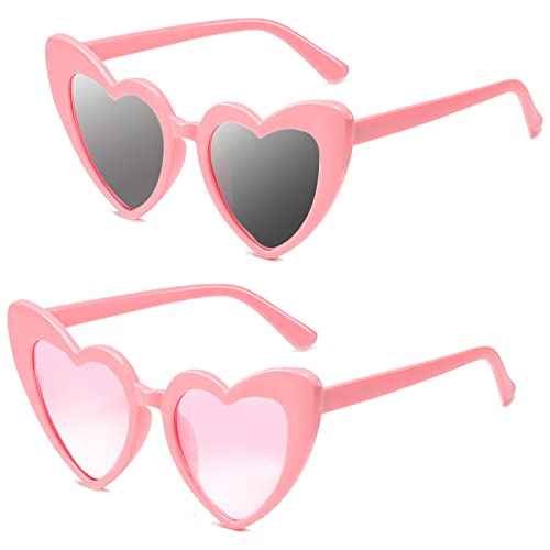 Salfboy Heart Shaped Sunglasses for Women Bride Sunglasses Bachelorette Vintage Cat Mod Wedding Sunglasses（8805-2*pink）