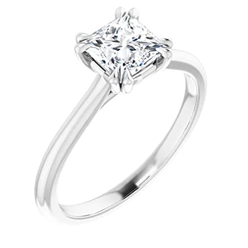 925 Silver, 10K/14K/18K Solid Gold Moissanite Engagement Ring, 1.5 CT Princess Cut Handmade Solitaire Ring, Diamond Wedding Ring for Women/Her Anniversary Propose Gifts, VVS1 Colorless