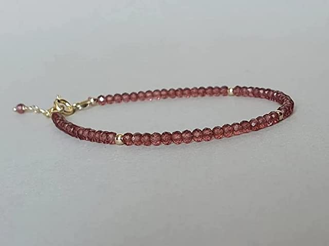 YONKU Garnet bracelet, January birthstone, garnet stacking bracelet, garnet jewelry, gift for w YO-BRACE-7190