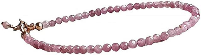 YONKU Genuine pink tourmaline bracelet, delicate gold filled pink gemstone bracelet, tourmaline jewelry, thin silver pink bra YO-BRACE-7217