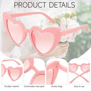 Salfboy Heart Shaped Sunglasses for Women Bride Sunglasses Bachelorette Vintage Cat Mod Wedding Sunglasses（8805-2*pink）