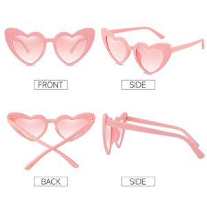 Salfboy Heart Shaped Sunglasses for Women Bride Sunglasses Bachelorette Vintage Cat Mod Wedding Sunglasses（8805-2*pink）