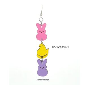 twinkle eye Personalized Cute Rabbit Chicken Earrings Easter Gift Three Piece Hanging Wooden Earrings Drop Dangle Earrings for Women Jewelry