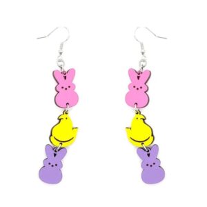 twinkle eye personalized cute rabbit chicken earrings easter gift three piece hanging wooden earrings drop dangle earrings for women jewelry