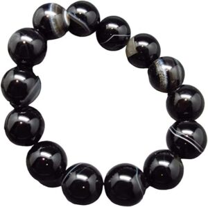 yonku black agate genuine bracelet ~ 7 inches ~ yo-brace-7449