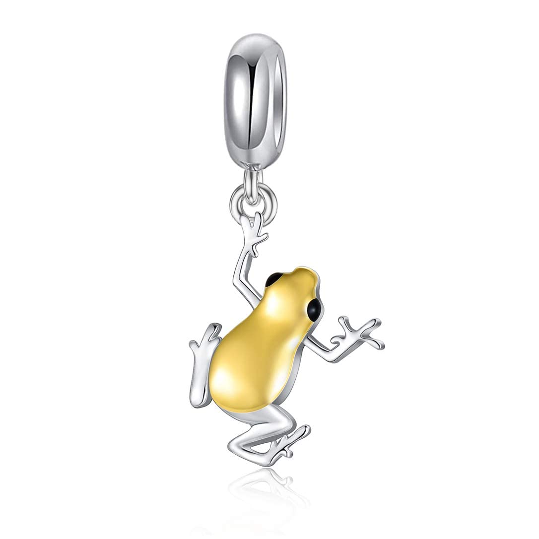 PELOVNY Frog Charm Bead for Bracelet 925 Sterling Silver Animal Jewelry Birthday Lucky Gift for Women Frog Lover