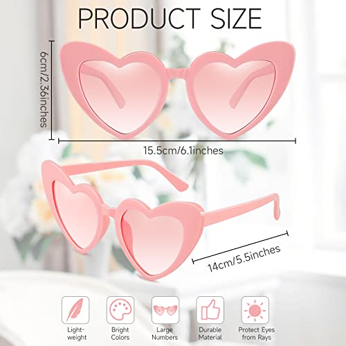 Salfboy Heart Shaped Sunglasses for Women Bride Sunglasses Bachelorette Vintage Cat Mod Wedding Sunglasses（8805-2*pink）