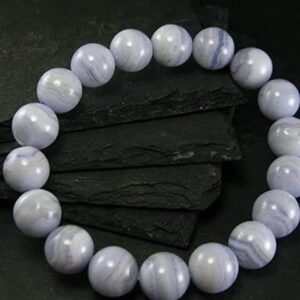 YONKU Blue Lace Agate Genuine Bracelet ~ 7.5 Inches ~ YO-BRACE-7444