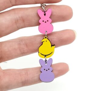 twinkle eye Personalized Cute Rabbit Chicken Earrings Easter Gift Three Piece Hanging Wooden Earrings Drop Dangle Earrings for Women Jewelry