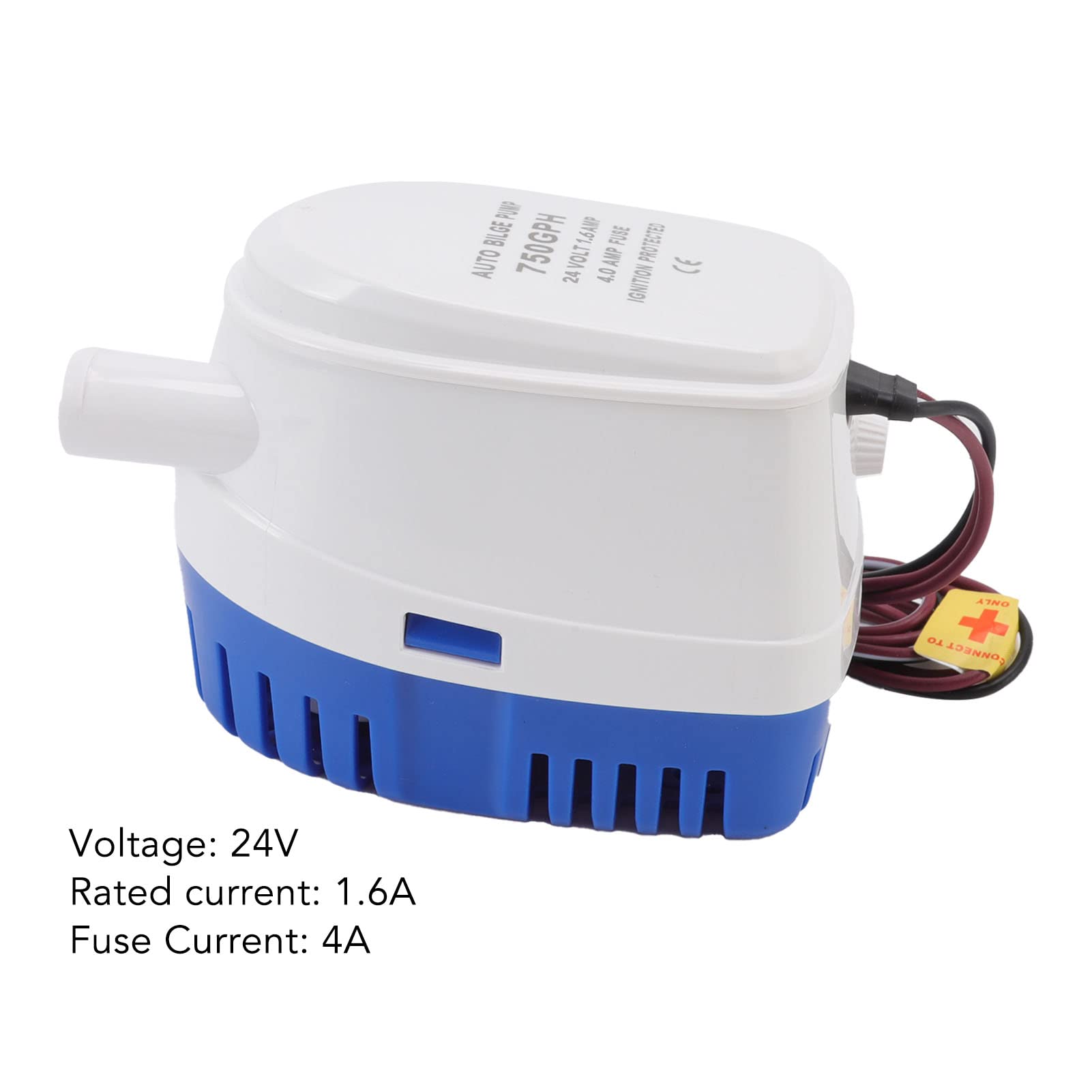 Bilge Pump, Bilge Pumps for Boats, Auto Bilge Pump Impact Resistance Mini Multifunctional DC Submersible Pump with Float Switch (24V)