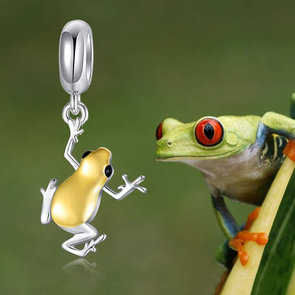 PELOVNY Frog Charm Bead for Bracelet 925 Sterling Silver Animal Jewelry Birthday Lucky Gift for Women Frog Lover