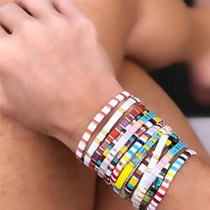 KELITCH Stretch Bracelets Miyuki Tila Beads Bracelets Colorful Friendship Bracelets for Women (12M)