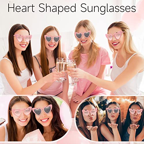 Salfboy Heart Shaped Sunglasses for Women Bride Sunglasses Bachelorette Vintage Cat Mod Wedding Sunglasses（8805-2*pink）