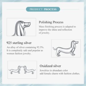 MUNDELL 925 Sterling Silver Cute Dachshund Stud Earrings Puppy Dog Earrings for Women Animal Hypoallergenic Earrings Fine Jewelry