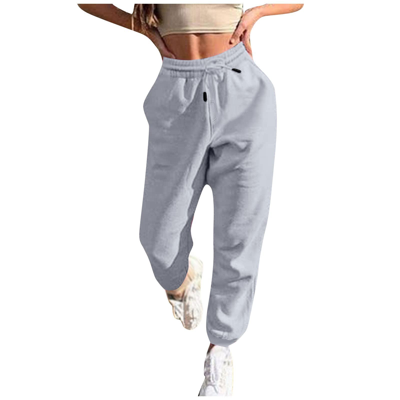 Gumipy Womens Sweatpants with Pockets Loose Fit Fleece Oversized Sweat Pants Workout Yoga Tapered Pants Activewear C-Gray