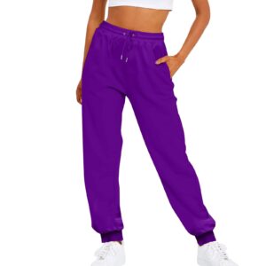 gumipy joggers for women plus size baggy fleece sweat pants tapered running sweatpants for women lounge, jogging activewear d-purple