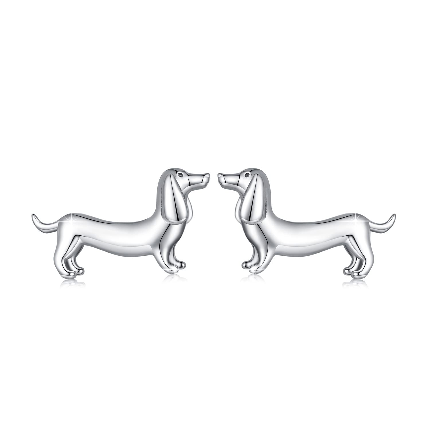 MUNDELL 925 Sterling Silver Cute Dachshund Stud Earrings Puppy Dog Earrings for Women Animal Hypoallergenic Earrings Fine Jewelry