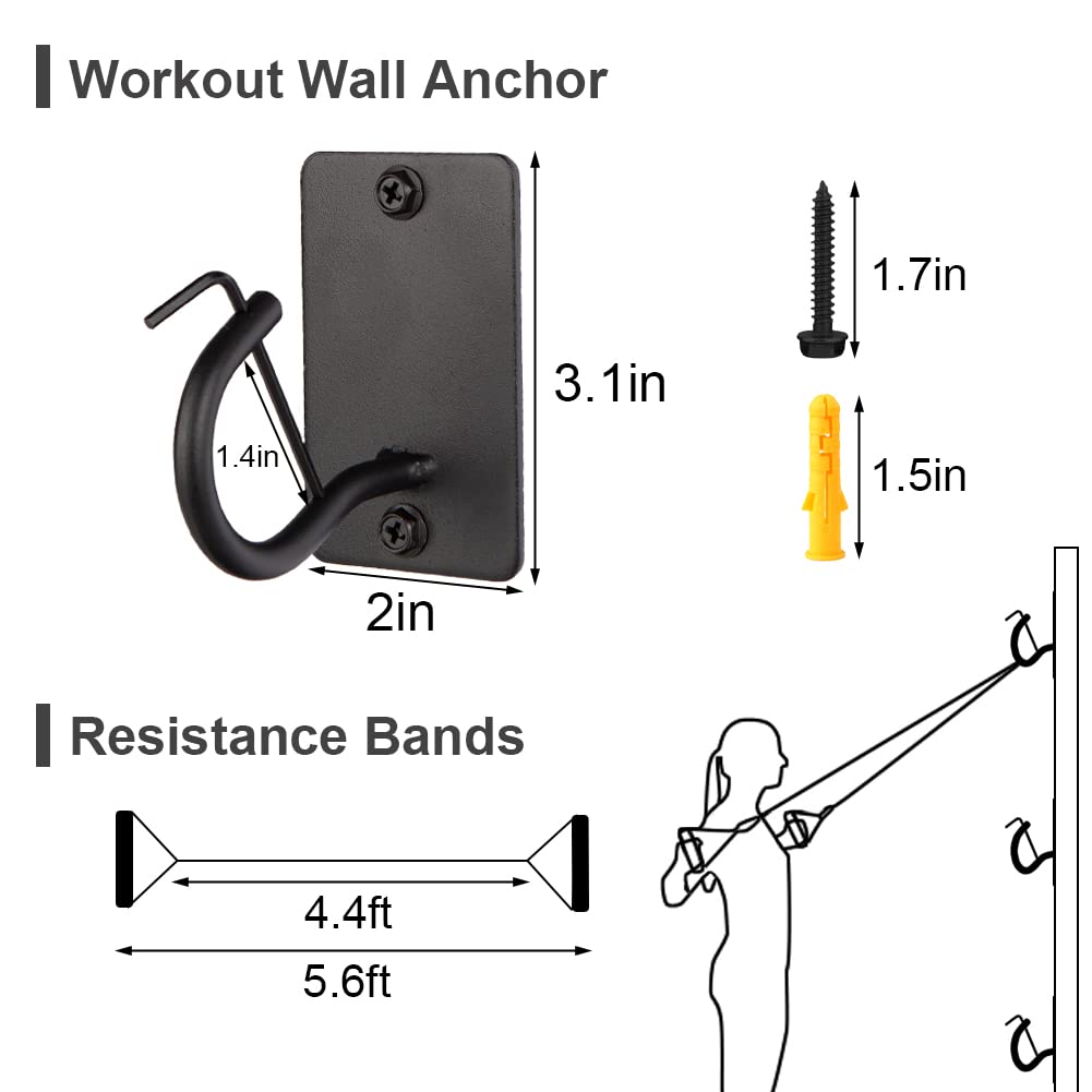 Workout Wall Mount Anchors Resistance Bands Set, Exercise Equipment Resistance Training Kit Home Gym Trainer for Suspension Strength Training Yoga Stretching Physical Therapy