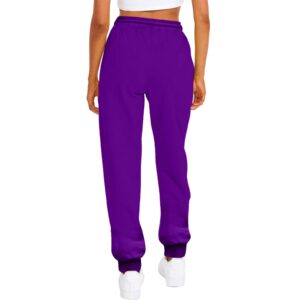 Gumipy Joggers for Women Plus Size Baggy Fleece Sweat Pants Tapered Running Sweatpants for Women Lounge, Jogging Activewear D-Purple