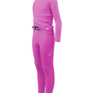 Nautica Girls' 2-Piece Shirt & Pants Base Layer Long Johns Waffle Thermal Underwear Set (Purple, 14/16)