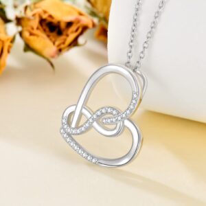 CTIEIP 0.15 cttw Natural Diamond Heart Pendant Necklace for Women Sterling Silver Real Diamond Necklace Jewelry Gift for Her